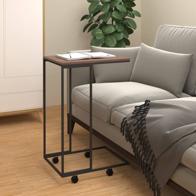 vidaXL Table d'Appoint avec Roulettes Noir 40x30x63,5 cm Bois Manufacturé