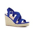 thumbnail image 1 of BLISSFUL STEP Sandales Compensées Espadrilles pour Femmes à Bride Cheville Croisée Bleu Foncé 8.5, 1 of 7