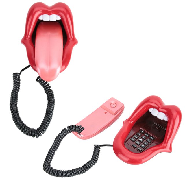 ANGGREK Telephone, Desk Phone Convenient With Large Tongue Shape For Desk For Home For Office For Decoration