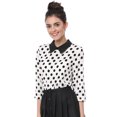 thumbnail image 1 of INSPIRE CHIC Chemisier pour Femme à Col Peter Pan Contrastant, Manches 3/4, Chemises, L Blanc, 1 of 1