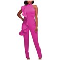thumbnail image 1 of Yuyuzo Women's Jumpsuit Ruffle Strapless Mock Neck Solid Color High Waist Pants Clubwear Rompers, 1 of 7