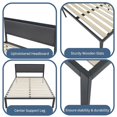 thumbnail image 4 of ViscoLogic Platform 12 inch High Heavy-Duty Metal Twin Size Bed Frame, Upholstered Headboard, With Wooden Slats, 12 Inch High, No Box Spring Needed, Twin Bed, 4 of 5