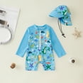 thumbnail image 2 of Akiihool Maillots de Bain pour Enfants Garçons Ensemble de Bain pour Garçons – UPF50+ Rashguard, Shorts avec Cordon et Bonnet, Extensible 4 Directions, Séchage Rapide, Sublimé, pour Plage/piscine (Bleu Ciel, 2-3 Ans), 2 of 4