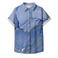 thumbnail image 4 of Pompotops Chemisier Décontracté à Revers pour Femme, Manches Courtes, Imprimé, Chemise Ample, Hauts, Boutons, Cardigan, Liquidation, 4 of 5