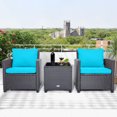thumbnail image 4 of Costway 3PCS Patio Wicker Furniture Set with Beige &Turquoise Cushion Covers Balcony, 4 of 9