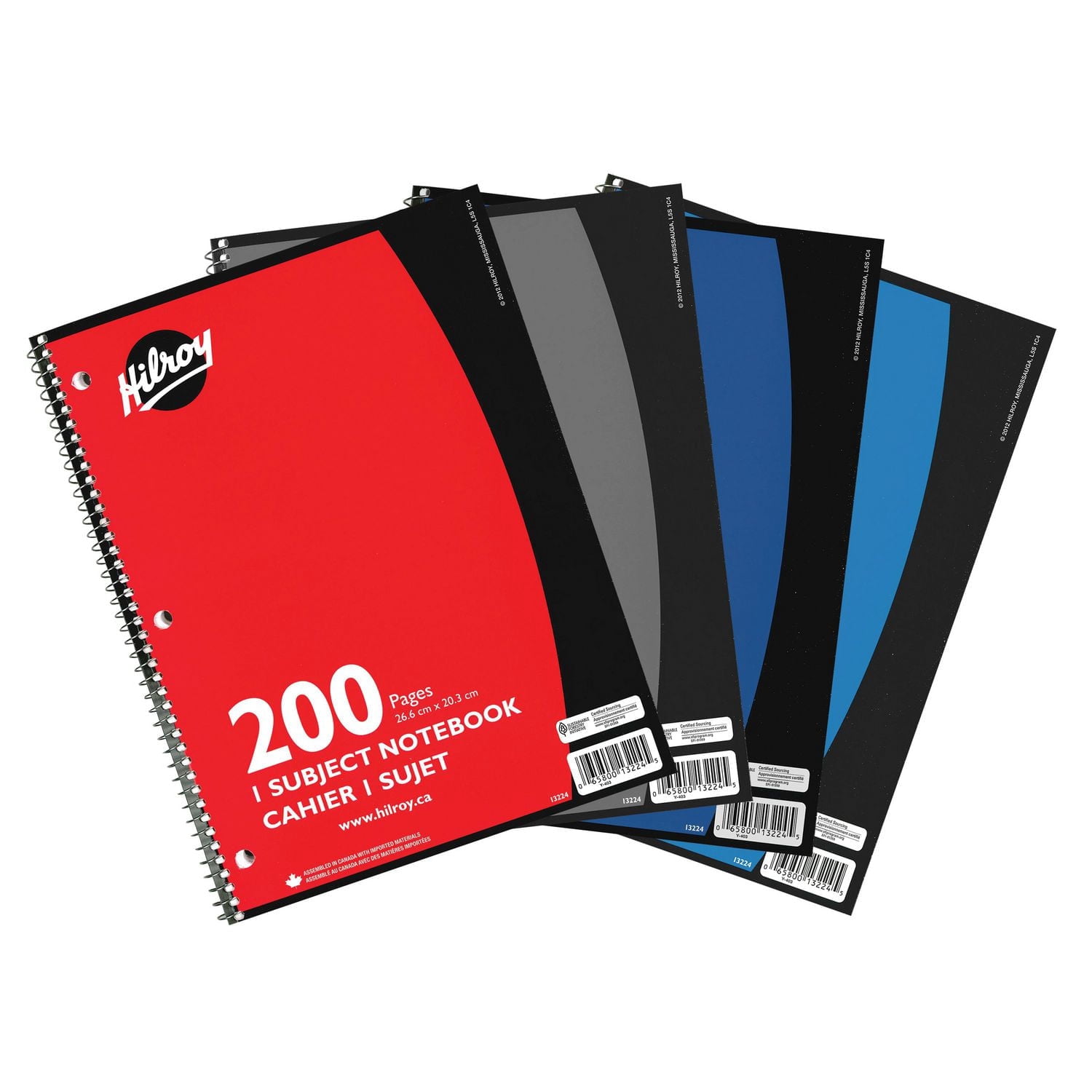 Hilroy® 1 Subject 3 Hole with Margin Notebook, 200 Pages, 10-½" x 8