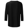 thumbnail image 4 of CHUANK T-Shirt Ajusté à Col Rond Mignon pour Femmes, Décontracté, Mi-Long, Manches 3/4, Blouse Extensible, Basique, Uni, Hauts, 4 of 5
