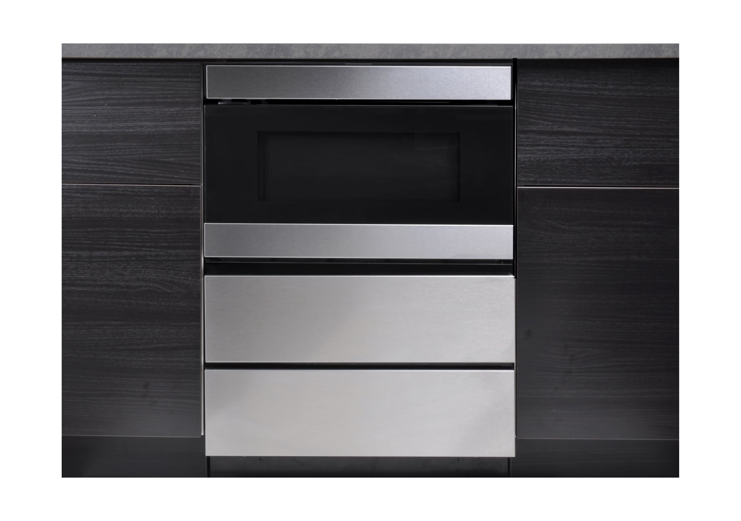 Sharp SKMD24U0ES 24" Stainless Steel Under-Counter Microwave Drawer Pedestal, Adjustable Feet, Push-to-Open Storage, Compatible with Sharp SMD2477AHC/ASC, SMD2489ESC, SMD2443JSC, SMD2479KSC