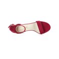 thumbnail image 4 of BLISSFUL STEP Women's Shoes Open Toe Mid Block Heel Ankle Strap Faux Suede Sandals Deep Red 4.5, 4 of 8
