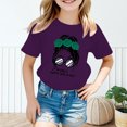 thumbnail image 2 of LUOGENLI T-Shirt pour Filles Enfant Filles Mignon Graphique Imprimé Col Rond Manche Courte Tee Été Décontracté T-Shirt Hauts Chemises en Jean pour Filles Denim Long Violet 9-10 Ans, 2 of 5