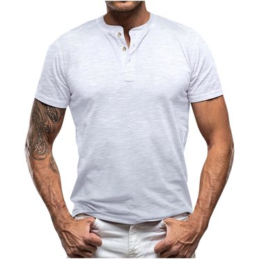 Birdeem Shirts for Men Solid Color Short Sleeved Shirt Short Sleeve Turndown Collar Blouse