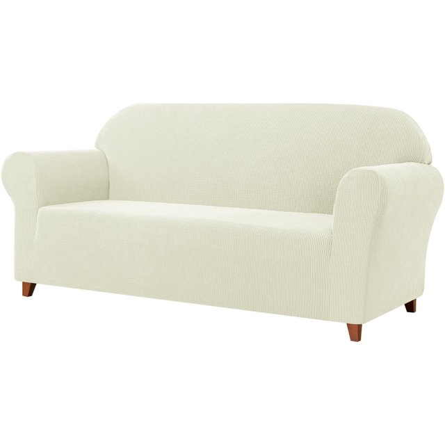 Housse de Sofa 2024 1 Pce Housse avec Coussin d'Assise extra Extensible Housse de Siège TG Sofa Ivoire