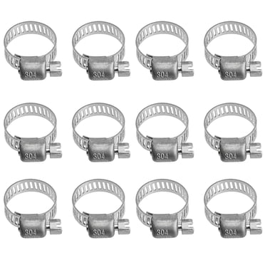 Hose Clamp Assortment- ZTTD 12 PCS Stainless Steel Hose Clamps Kit 1/2''- 3/4''(13-19mm) Worm Gear Clamps for Fuel Line, Plumbing, Automotive, Mechanical Applications, Pipe, Tube, Radiator, Garden