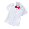 thumbnail image 1 of MeetoTime Baby Short Sleeve Blouse Solid Color Gentleman's School Uniform Button-down Shirt for Boys Baby Clothes 2-14Years, 1 of 5