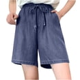thumbnail image 2 of XZNGL Shorts de Mode pour Femmes Shorts en Denim Unis Décontractés Amples avec Poches pour Femmes, 2 of 2