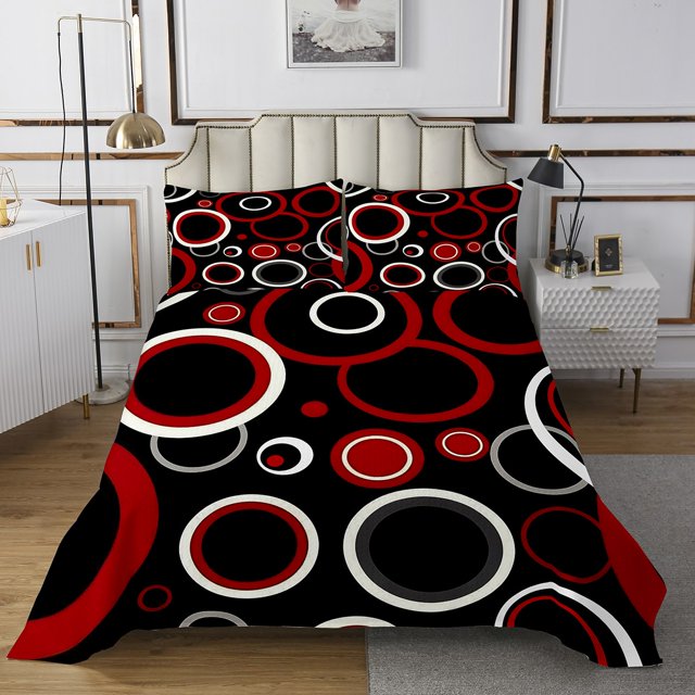 Erosebridal Spiral Geometric Coverlet Set Queen, Circle Abstract Bedding Set, Futuristic Room Decor