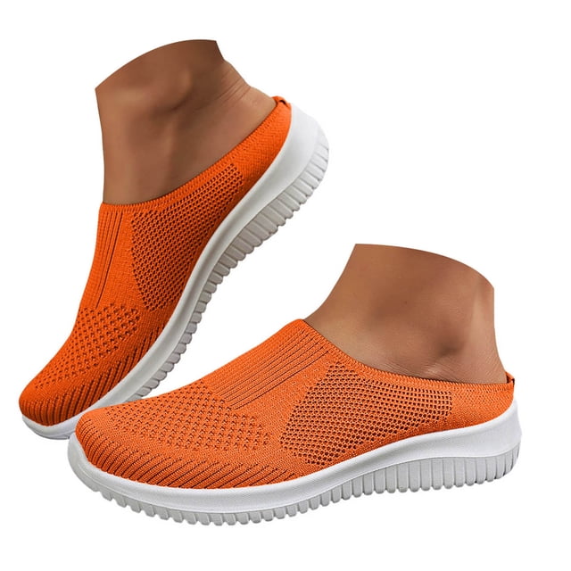 Mepaouo Womens Backless Sneakers Casual Slip on Mule Shoes Arch Support Walking Mesh Slide Sandals