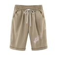 thumbnail image 1 of Timegard Plus Size Shorts for Women Cotton Linen Elastic Waist Drawstring Ruched Casual Loose Shorts, 1 of 5