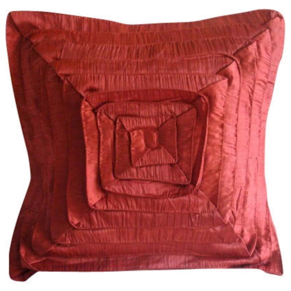 The HomeCentric Euro Pillow Sham, Rust Euro Shams Pack of 2, 26x26 inch (65x65 cm), Crushed Silk European Pillow Shams, Solid Color, Frills, Contemporary Euro Pillow Covers Easter - Rusty Frills