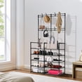 thumbnail image 2 of SortWise Shoe Rack, 5 Tier Entryway Shoe Storage Tower Organizer with Top 8 Hooks, 15-20 Pairs Space Saving Shoe Shelf Coat Hat Rack, Black, 2 of 8
