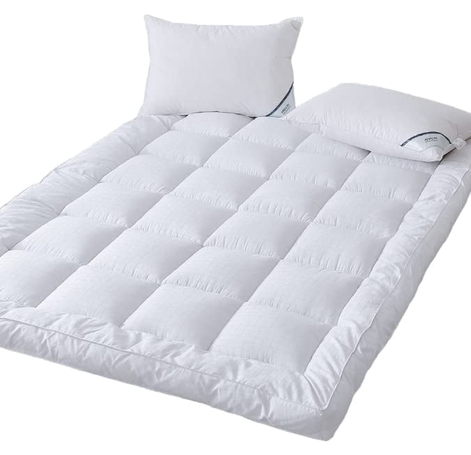 Extra Thick Mattress Topper Full Bed Size 3 Inch Highly Breathable Cooling Mattress Pad Cover.100% Cotton Pillow Top Quilted Mattress Protect Bed Mattress Topper.Soft Down Alternative Fill (54*75'')