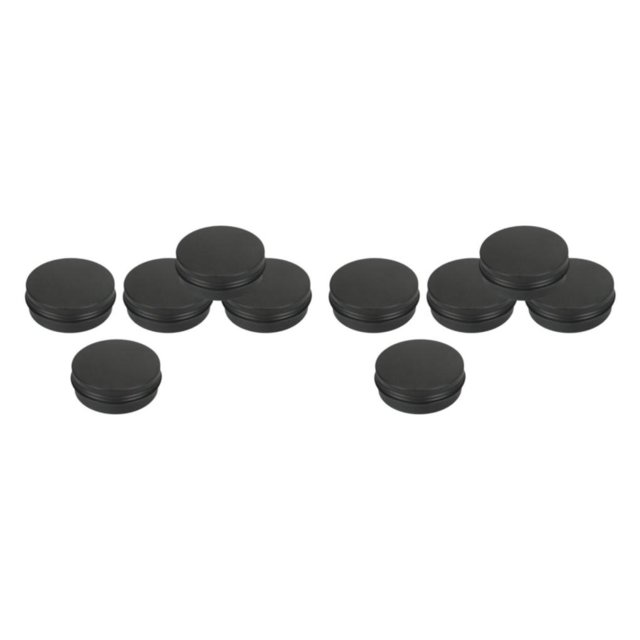 Transemion 5pcs Empty Aluminum Jars Cosmetic Screw Balm Lip Lid Cans Containers Black 60ml 2Set
