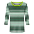 thumbnail image 4 of Jovati Blouse Décontractée à Manches Courtes et Col Rond pour Femmes, Imprimé à Rayures, Mélange Polyester-Spandex, Tenue Quatre Saisons, Coupe Fidèle à la Taille, Lavable à la Machine, 4 of 6