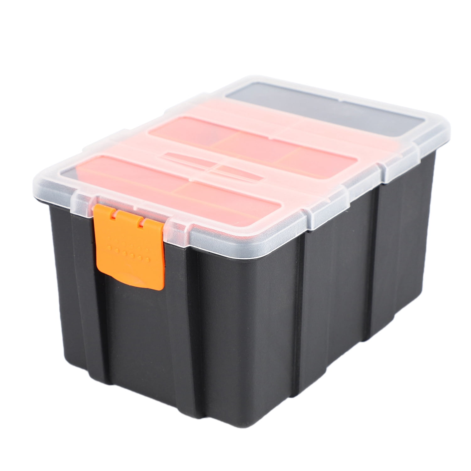 F-156D Portable Plastic Tool Parts Box Suitcase Electrician Tool Box Storage Tools Box Storage Box Suitcase Case Holder,1*Tool box,black & orange