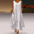 thumbnail image 1 of TIMIFIS Robe Blanche pour Femme en Coton et Lin Décontractée Ample Robe d'Été Longue Sans Manches Fendue Robes Maxi Été Grande Taille Robe de Plage Été, 1 of 5