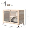 thumbnail image 3 of PawHut Indoor Rabbit Hutch with Wheels, Bunny Cage with Ramp, Natural Wood, 3 of 9