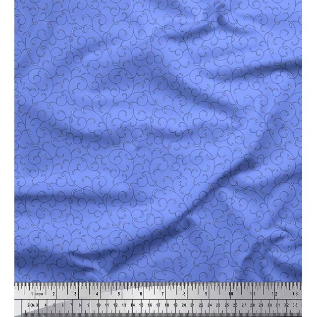 Soimoi Modal Satin Fabric Swirl Abstract Printed Fabric 1 Yard 42 Inch Wide