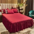 thumbnail image 1 of Luxurious Lace Bed Skirt Full Coverage Dirtproof Wear-Proof, Heavy Duty Bed Skirt All-Season Mattress Cover, 200x150cm Polyester-Cotton Ruffled Design for Bedroom Decor with Elastic Bands,, 1 of 6