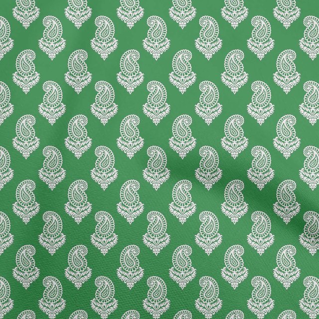 oneOone Cotton Poplin Green Fabric Block Fabric For Sewing Printed Craft Fabric By The Yard 42 Inch Wide