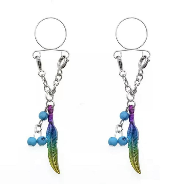 SNNROO 2X Sexy Adjustable Nipple Rings Non-Piercing Clip On Dangle Fake Nipplerings-08