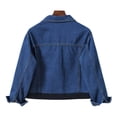 thumbnail image 4 of Yuyuzo Women's Oversized Denim Jacket Jean Long Sleeve Lapel Button down Spring Jacket Coat Outwear, 4 of 7