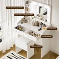 thumbnail image 4 of Zzistar Vanity Desk with Mirror and Lights, Makeup Vanity with Power Outlet, 3 Lighting Modes Adjustable Brightness, Small Vanity Table Set with 2 Drawers, Makeup Table for Bedroom, 4 of 8