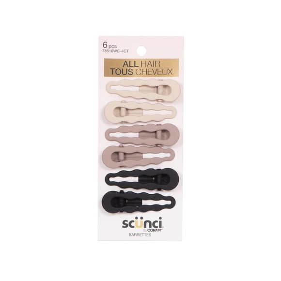 Scunci 6 pack Neutral Barrettes
