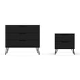 thumbnail image 1 of Manhattan Comfort Commode en Bois Rockefeller et Table de Nuit, Noir, 1 of 10