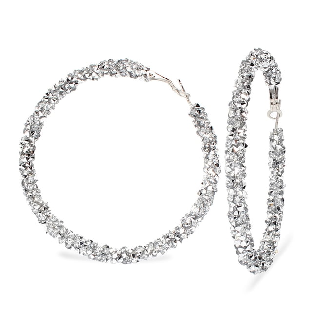 Women Hoop Earrings Decorative Rhinestone Ear Hoop Ear Clip Jewelry Earrings
