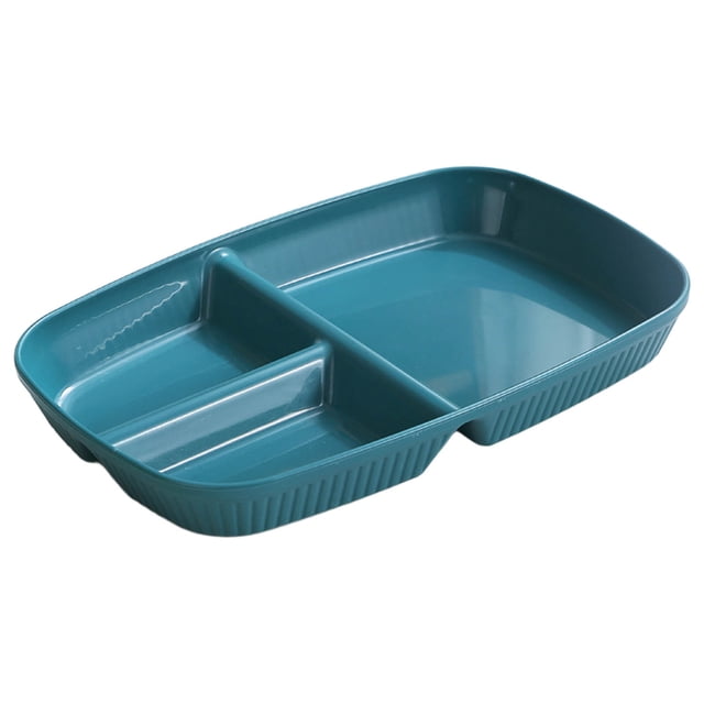 yulier Plastic Divided Plate Unbreakable Wheat Straw Plate 3 Compartments Dinner Plate Lightweight Reusable Plates, Microwave and Dishwasher Safe
