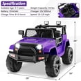 thumbnail image 3 of Costway 12V Kids Ride On Truck Car Electric Vehicle Remote with Music & Light Purple, 3 of 10