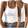 thumbnail image 1 of Timegard Camisoles 2 Pcs pour Femmes Col Rond Côtelé Sans Manches Ajusté Court Haut Décontracté Sortie Camis, 1 of 6