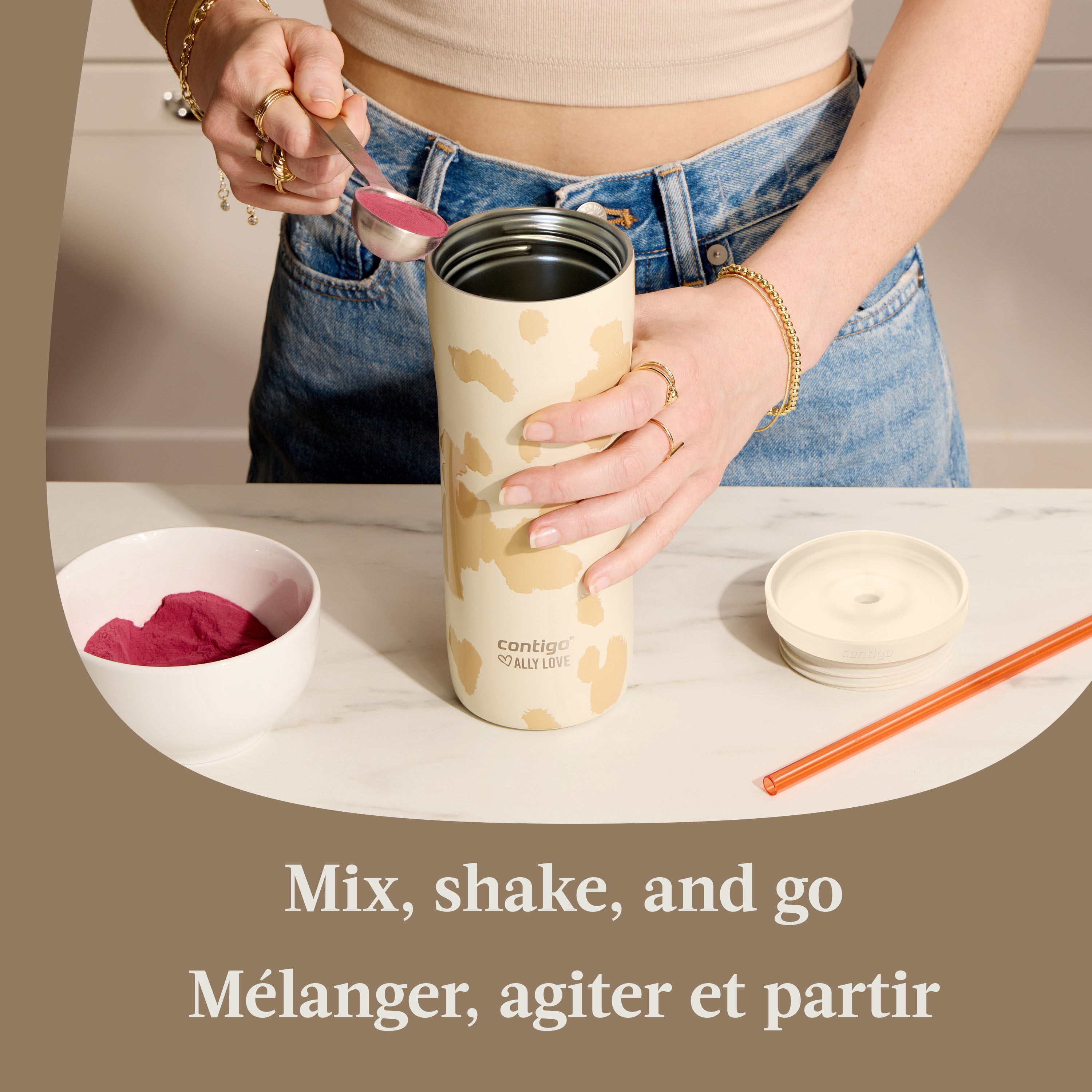 Contigo x Ally Love Streeterville 2.0 Stainless Steel Tumbler with Straw, 24 oz (709 ml)