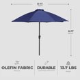 thumbnail image 1 of Four Seasons Courtyard 9 Foot Crank Lift Auto Tilt Patio Umbrella, Navy, 1 of 5
