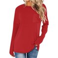 thumbnail image 2 of Yuyuzo T-Shirts à Manches Longues pour Femmes Col Ras du Cou Décontractés Basiques Doux Amples Couleur Unie Hauts d'Automne, 2 of 5