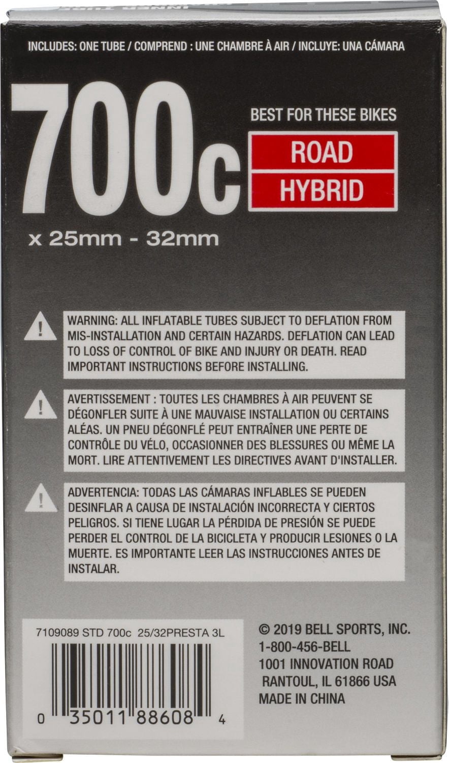 Chambre à air standard Bell Sports 700c x 25mm - 32mm