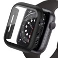 thumbnail image 1 of Lot de 2 Étuis avec Protecteur d'Écran en Verre Trempé Intégré Compatible avec Apple Watch Series 44mm 40mm 45 mm 41mm, Étui Pare-Chocs en PC Mat, Étui de Protection Intégrale pour iwatch Series 6 5 4 7 SE 3 2 1, 1 of 6