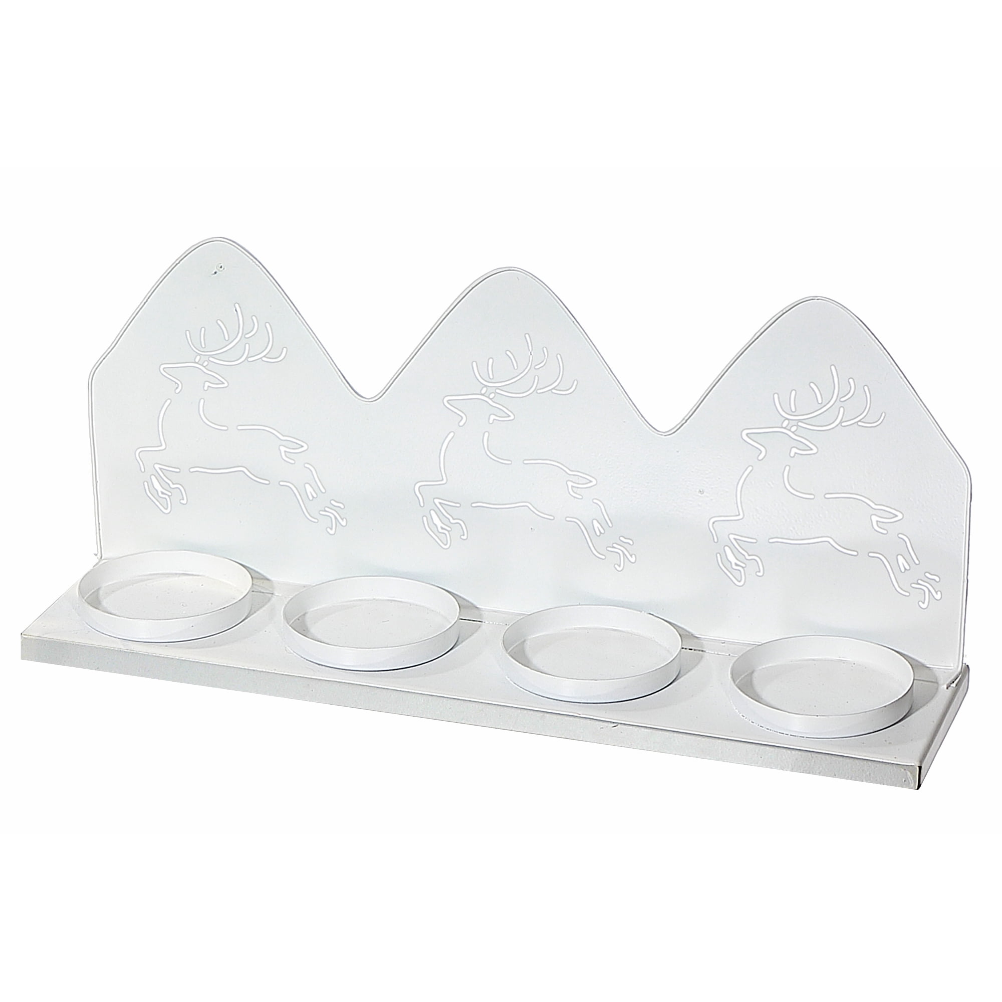 Metal Running Deer With 4 Tealight Holder (White)