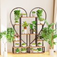 thumbnail image 1 of UNHO 2 PCS Half Heart-Shaped Plant Holder Multilayer Patio Flower Racks Display Shelf with Hooks for Home Patio Lawn-L, 1 of 10