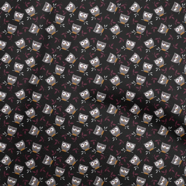 oneOone Velvet Black Fabric Owl Craft Projects Decor Fabric Printed By The Yard 58 Inch Wide